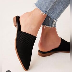 Elegant Black Women's Mules with Brown Sole